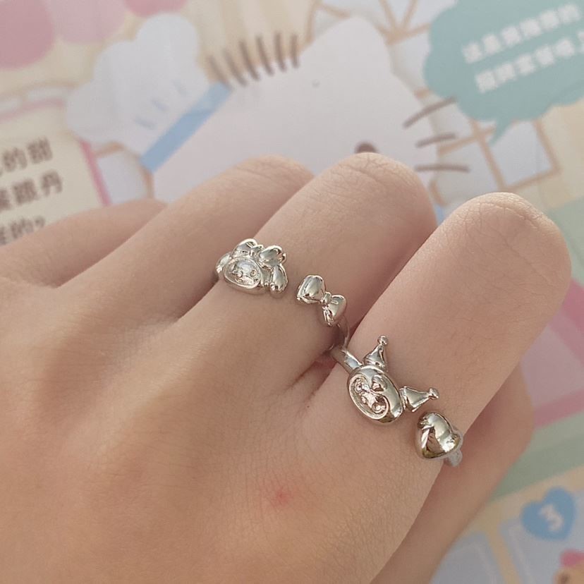 Cincin Lapis Silver Motif Sanrio Kuromi Untuk Wanita