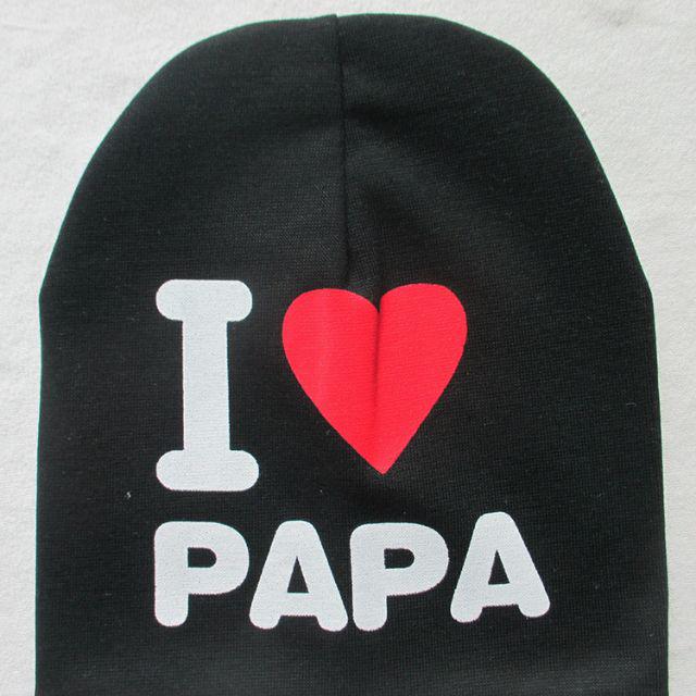 TP17- Kupluk I LOVE Papa Mama Topi Anak-Hitam Papa