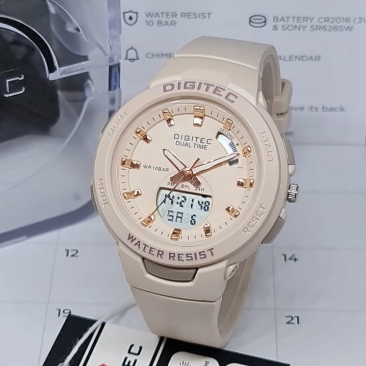 TERLARIS JAM TANGAN ORIGINAL WANITA DIGITEC DG-3082/BDA-4082T CREAM