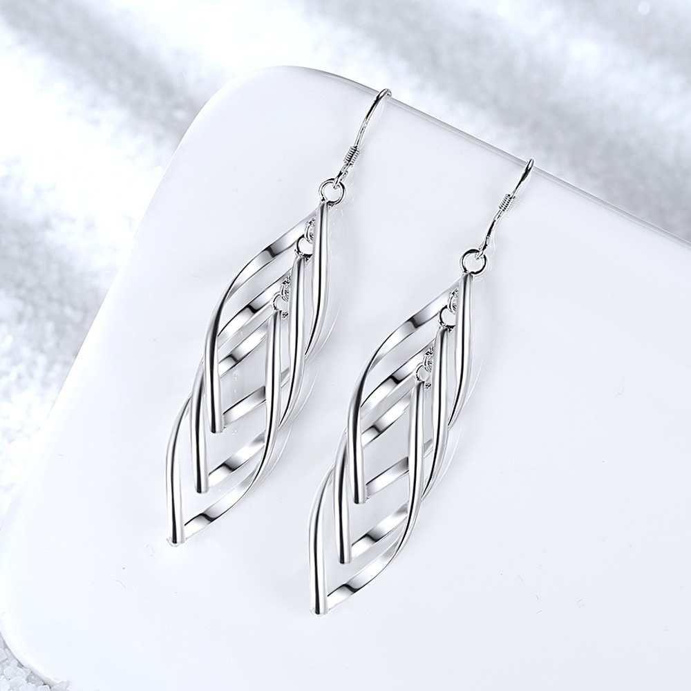 Anting Perak 925 Wanita Super Peri Anting-Anting Tiga Garis Perhiasan Fashion EH00019