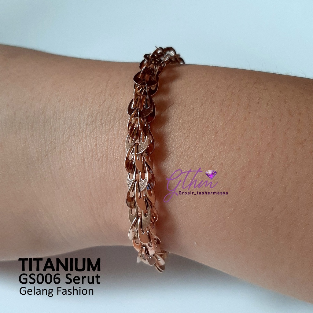 Gelang Serut Titanium Perhiasan Fashion Import Anti Karat aman dan cocok dipakai sehari-hari gs006