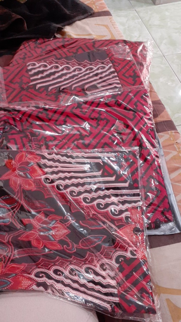 Batik Couple Keluarga Sania Ruffle Ori Ndoro Jowi Dnt Motif Bata Merah