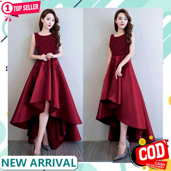 Hilda Midi Dress Polos Kasual Kekinian Fashion Muslim Pakaian Wanita Ootd Baju Santai Harian Kondang