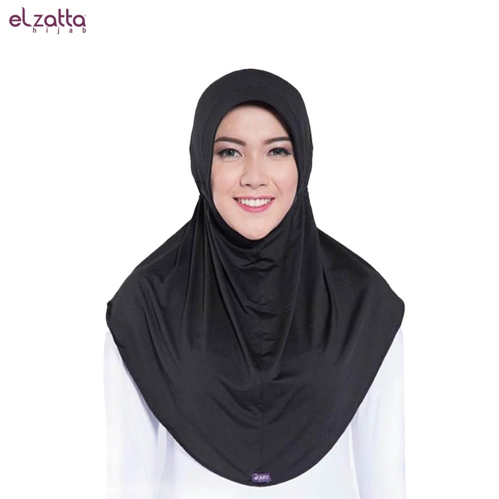 Promo Elzatta Hijab / Hijab / Hijab Instan / Bergo / Elzatta Basic / E001 HITAM Murah