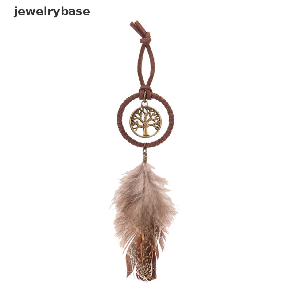 (jewelrybase) Gantungan Kunci Dream Catcher Mini Aksen Bulu Untuk Dekorasi Dinding / Mobil