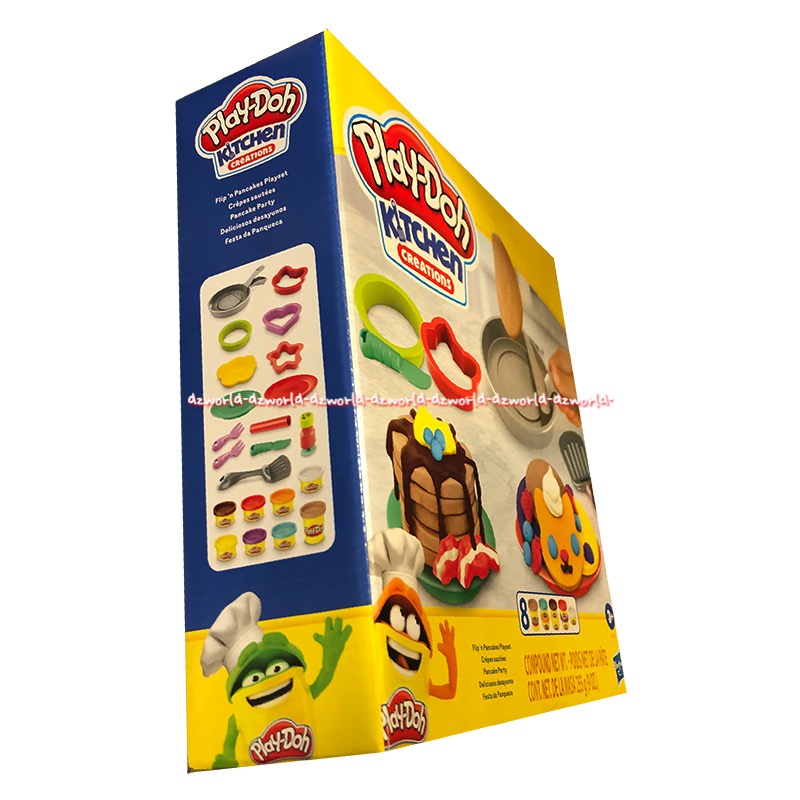 Play-doh Kitchen Creations Flip and Pancake Playset Mainan Lilin Playdoh Membuat Waffle Wafel Dengan Cetakan