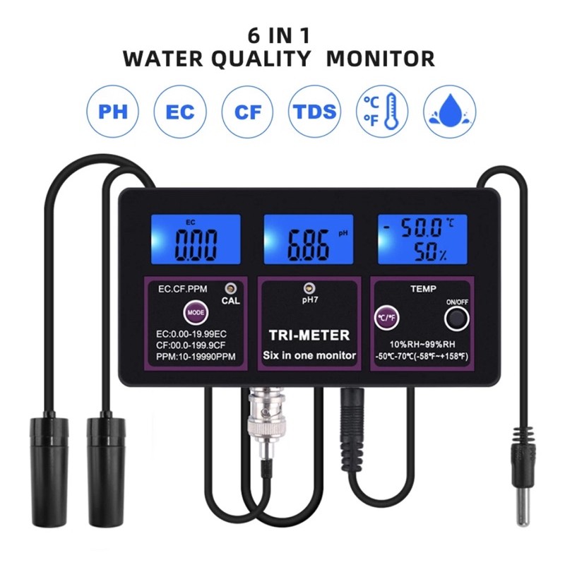 Ph-217 Multi Parameter 6in1 Ph Temperature Ec Cf Rh Tds Water Quality Tester Meter  - Tph02153