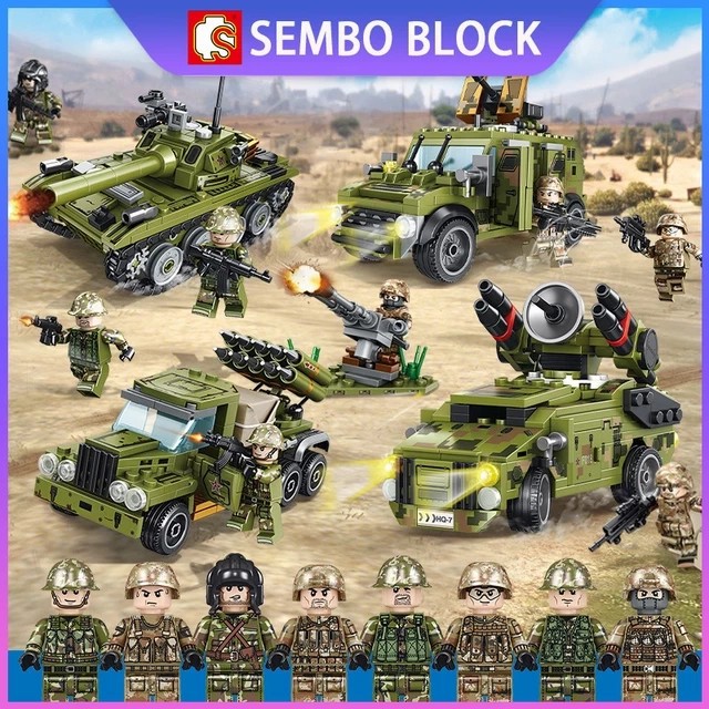 MAINAN SEMBO BLOCK CAR TOYS LEGO BLOCK MILITARY TANK TENTARA PERANG SOLDIER TOYS ISI 4PCS