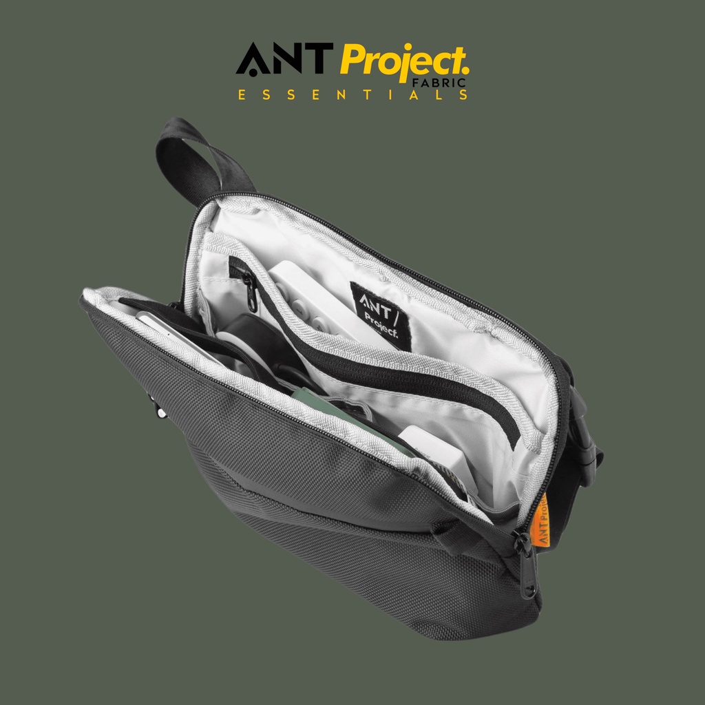 ANT PROJECT - Sling Bag Pria Water Resistant CROME Black