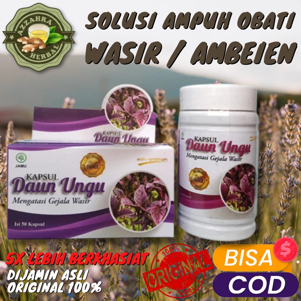 Kapsul Herbal Daun Ungu BPOM / Obat Ambeien Wasir Ambeyen Ampuh Benjolan Asli Ash Shihhah