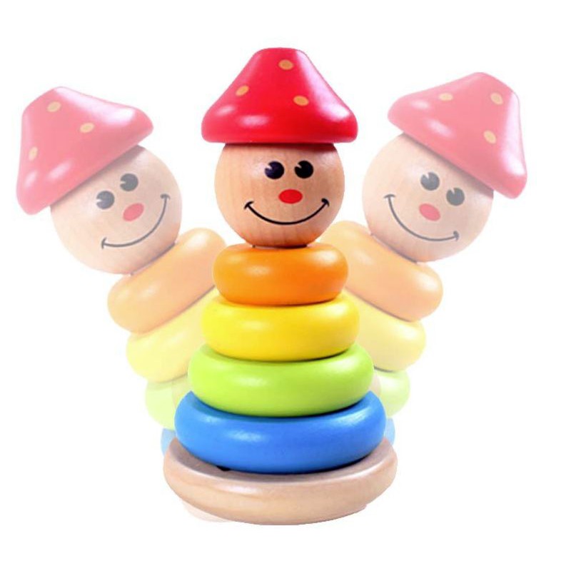 TweedyToys - Menara Warna Warni Badut / Menara Mainan Kayu