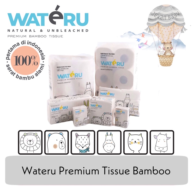 Wateru Premium Bamboo - Pocket Tissue / Facial Tissue / Pop Up Tissue