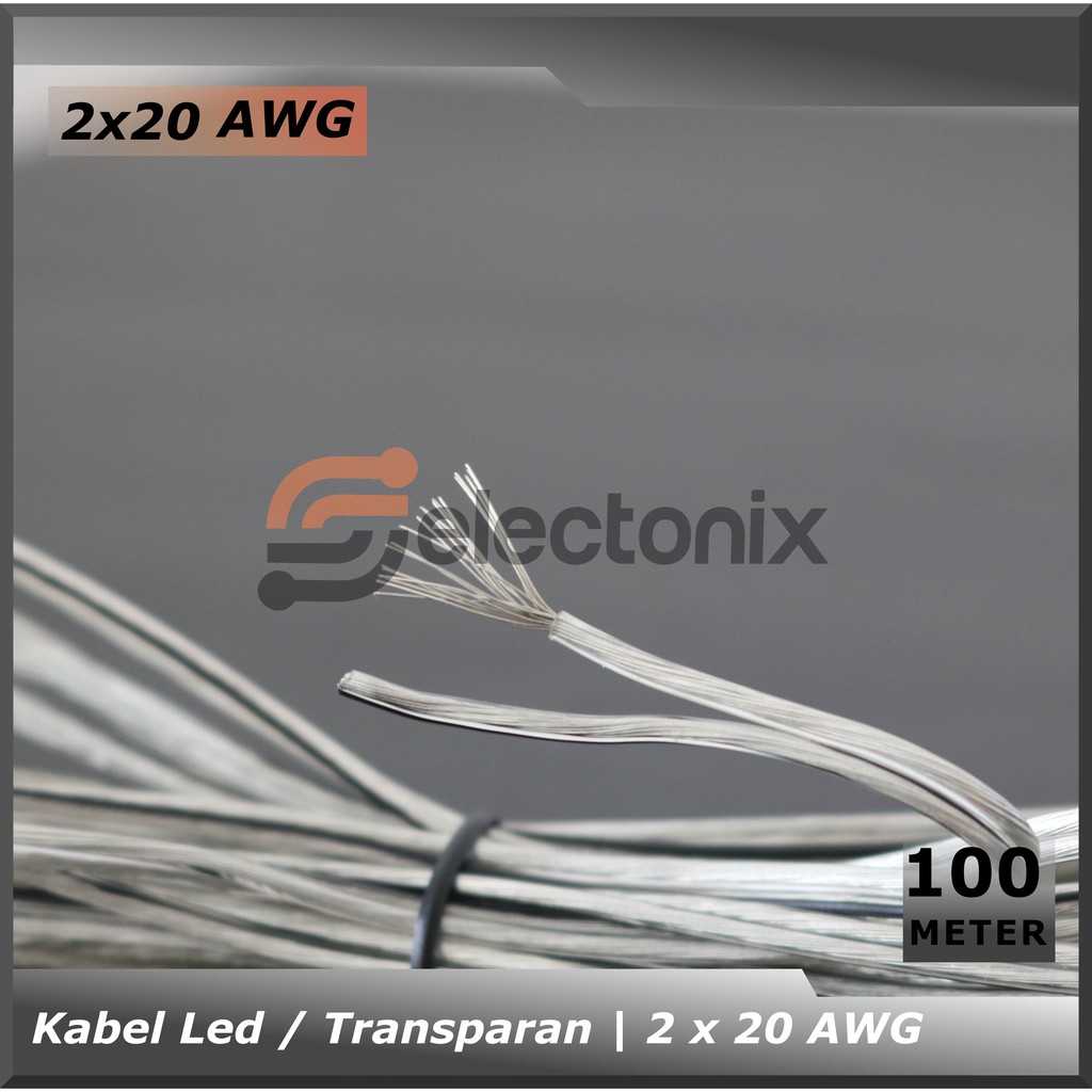 Kabel Listrik 2 x 20 AWG | Transparan [100m]