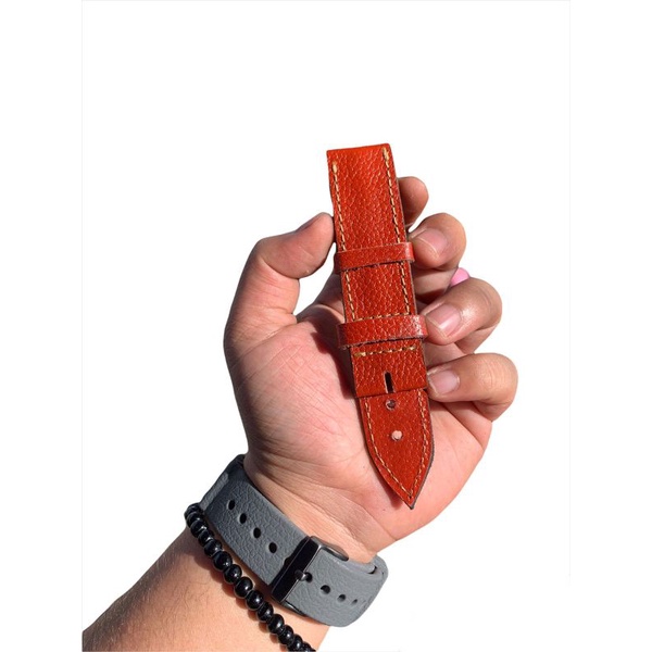 Strap Tali Jam Tangan Kulit Sapi Asli Oren Langka Motif