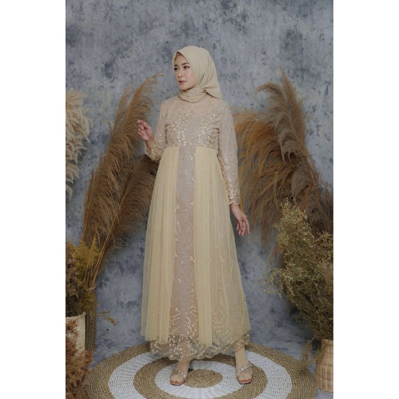 gaun dres kombinasi tile