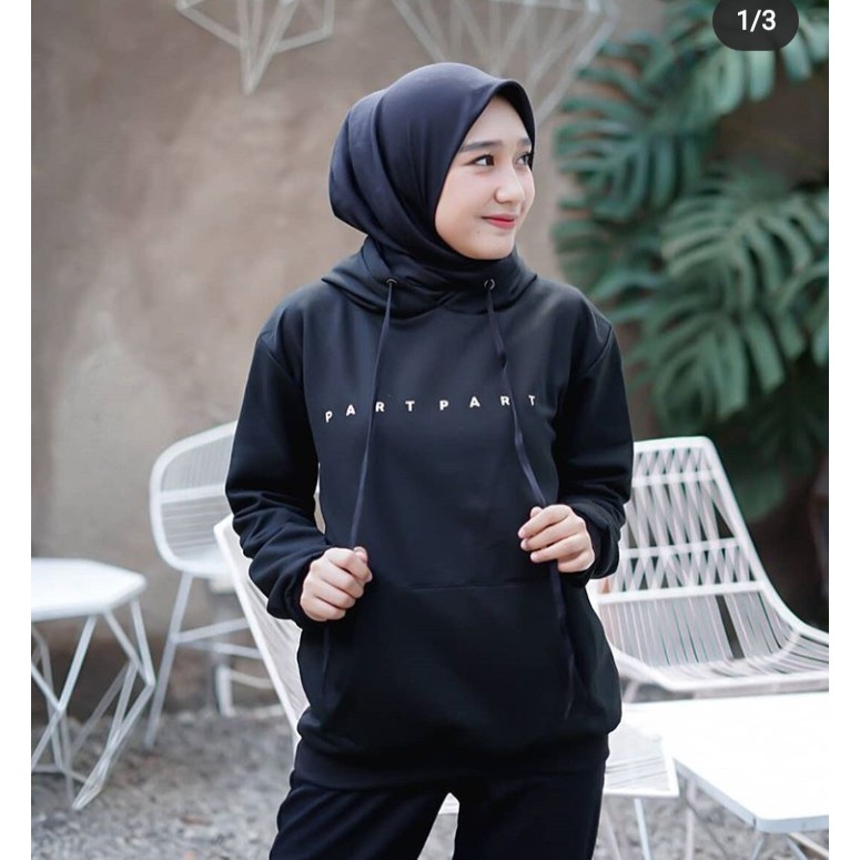 SWEATER PART PART HOODIE - FASHION HOODIE WANITA