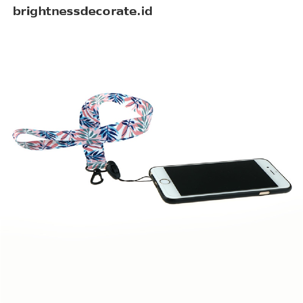 Tali lanyard Gantung Leher holder Kartu id / Kunci / Handphone Motif Daun diy