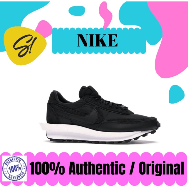 Nike LD Waffle Sacai Black Nylon Sepatu Nike Authentic