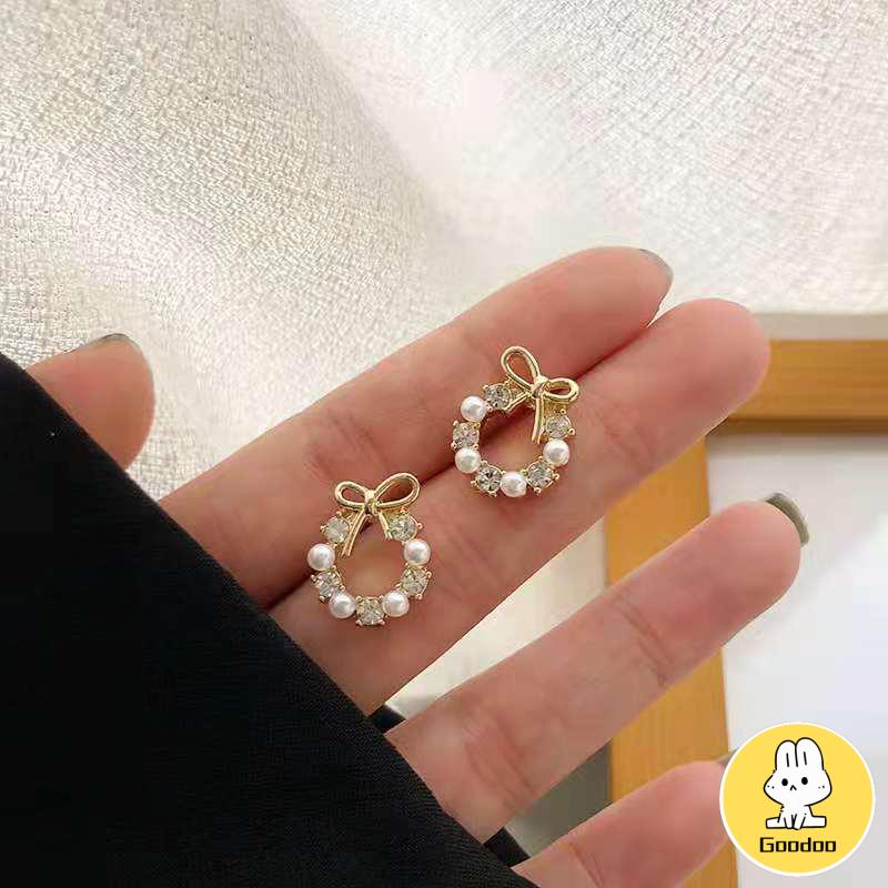 Fashion Korea Sepasang Anting Mutiara Garland Aksesoris Mode -Doo