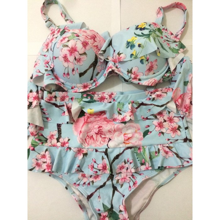 Baju Renang Wanita Bikini Set Korea-Bunga-Bunga premium import