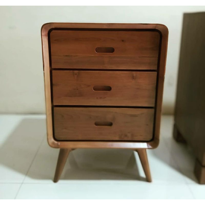 NAKAS RETRO MINIMALIS LACI 3 BUFET MINI KAYU JATI TPK FINISHING NATURAL VINTAGE FURNITURE-1