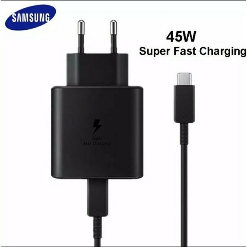 Charger Samsung Note 20 S20 S21 45 Watt Super Fast Charging Type-C Packing Travel Adapter