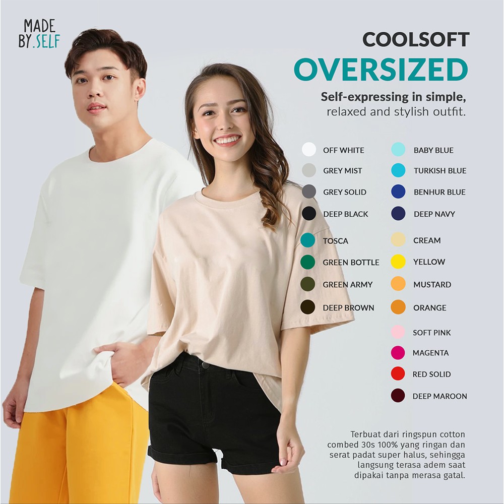 Kaos Polos Oversize Pendek 2XL - 4XL Coolsoft 100% Ring-spun Cotton Combed Reaktif 30s Unisex