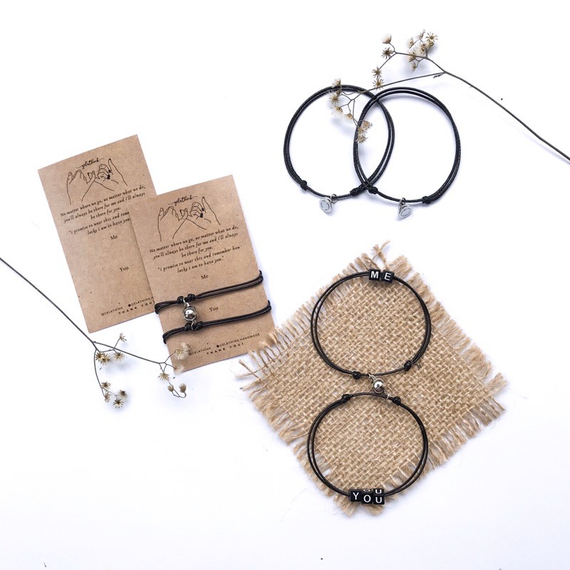 [GELATHINK] GELANG COUPLE MAGNET FREE HURUF - gelang couple magnet korea persahabatan