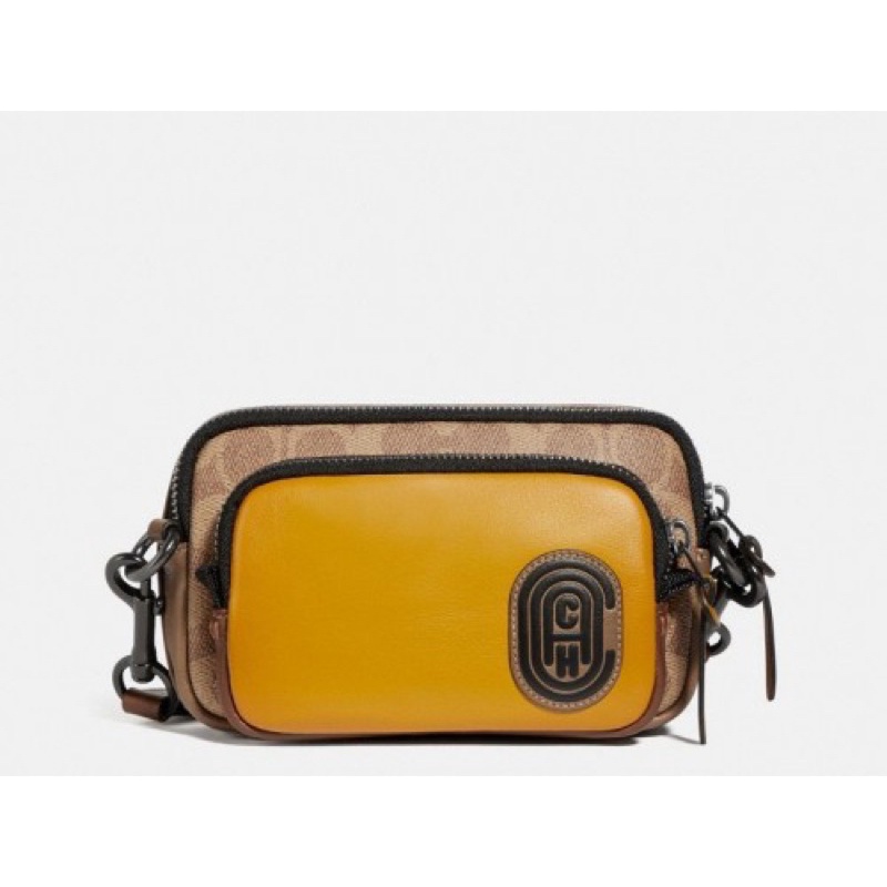 Pacer Convertible Double Pouch In Colorblock Signature Canvas With Coach Patch (89260)