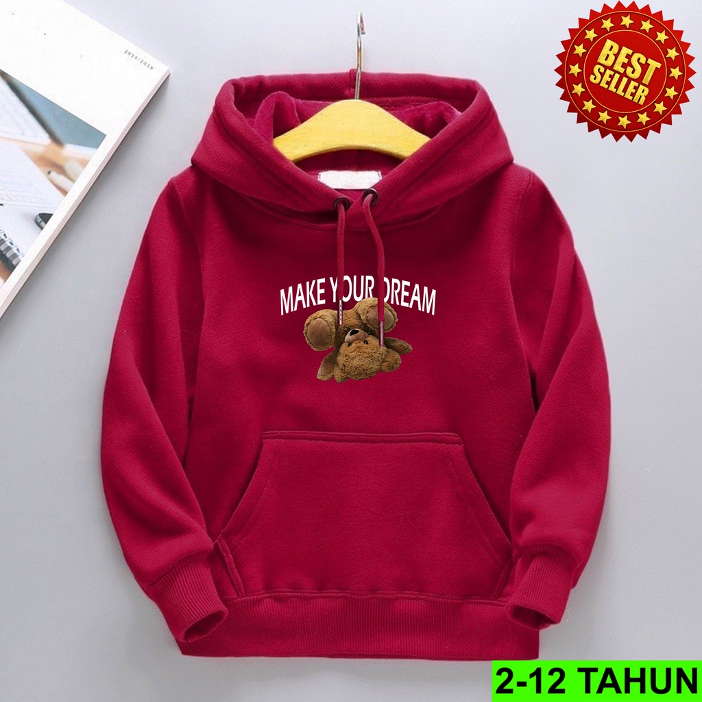 Hoodie MAKE YOUR DREAM Anak Laki Laki Perempuan / Jaket BEST SELLER  Anak Usia 2 3 4 5 6 7 8 9 10 11 12 Tahun / Sweater TERBARU Anak Cewek Cowok  Switer Distro Bisa COD