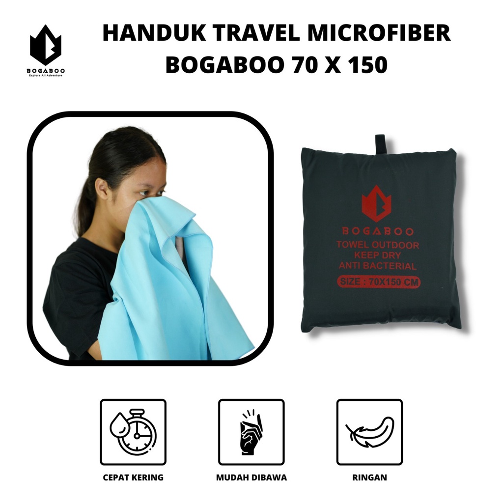 Towel Bogaboo 70x150 - Handuk Traveling - Handuk Renang - Travel Towel - HANDUK MICROFIBRE - HANDUK FASTDRY