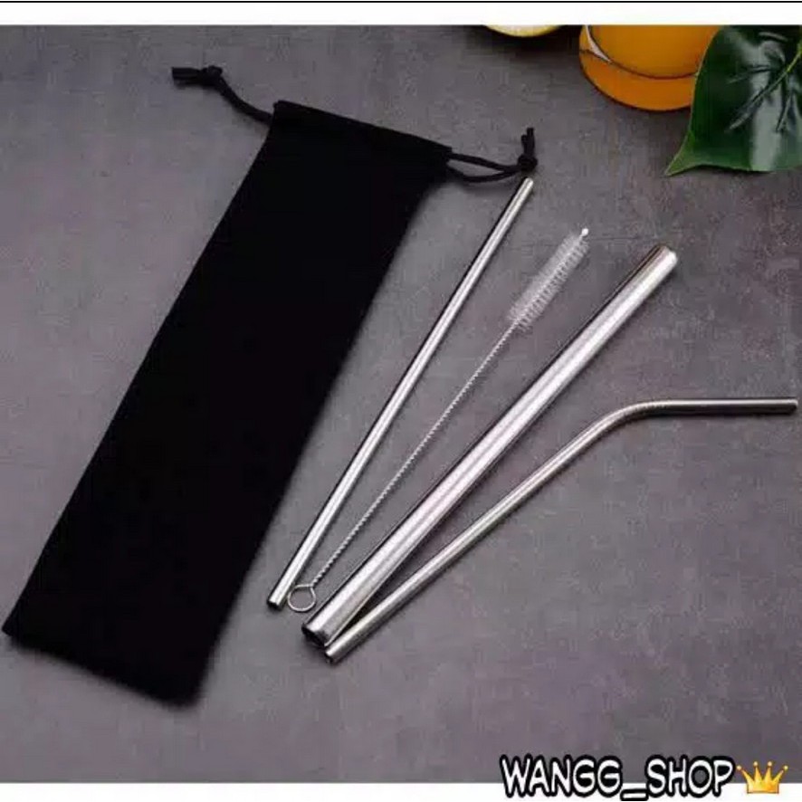 [TERMURAH] SEDOTAN BESI STAINLESS / REUSEABLE STRAW WITH STAINLESS STEEL 5 IN 1 BOX