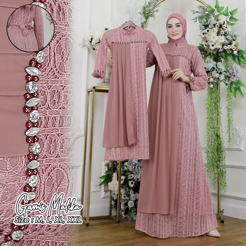 AZURA SCRAF / Gamis Malika Couple Ibu dan Anak / Gamis Modern Couple / Gamis Brokat Malika Original / Gamis Kekinian / Gamis Couple / Gamis Anak / Gamis Dewasa / Gamis Premium