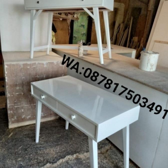 MEJA RIAS MINIMALIS PUTIH DUCO FULL KAYU JATI BELANDA FURNITURE DGV69656ES