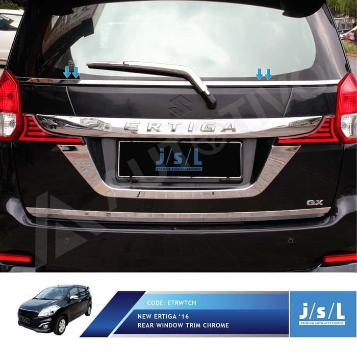 New Ertiga 2016 Aksesoris JSL List Kaca Belakang Rear Window Trim Chrome