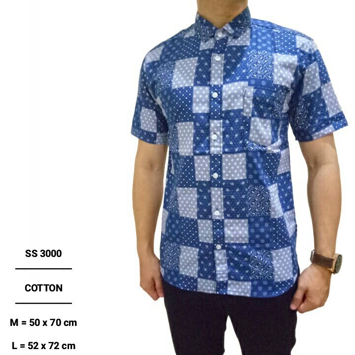 Baju Kemeja Lengan Pendek Pria Motif Kotak Slimfit