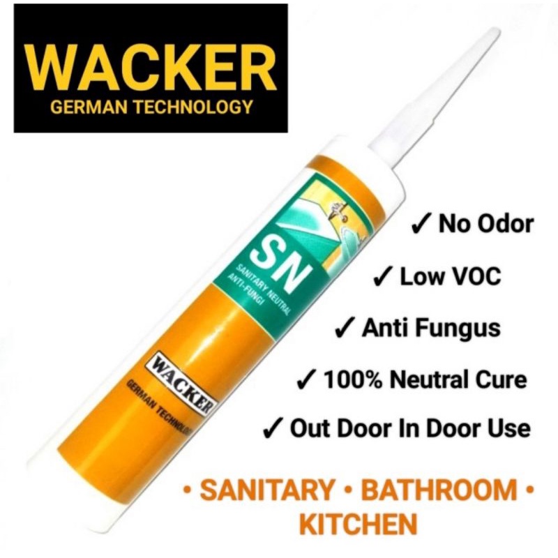 Lem Silikon/Silicone Sealant WACKER SN Sanitary Neutral Bathroom Kitchen 270ml