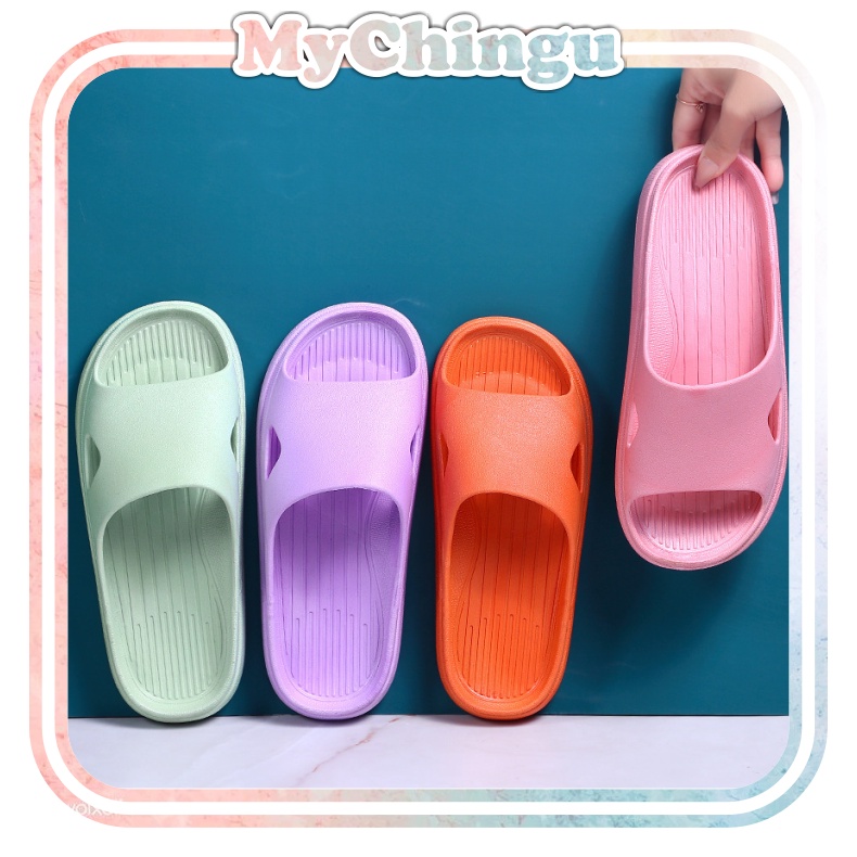 ❀ Chingu ❀ SA006 Sandal Slop Limitless EVA Import Sendal Empuk Wanita Rubber Polos Warna Kamar Mandi Dapur Rumah Jelly Shoes