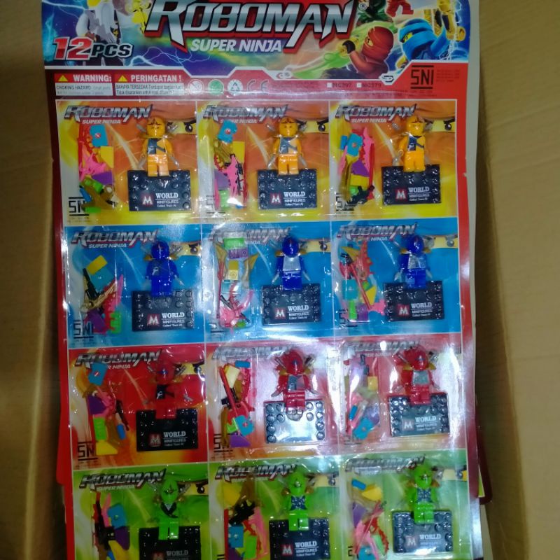 1 lembar lego roboman ninja isi 12 pcs