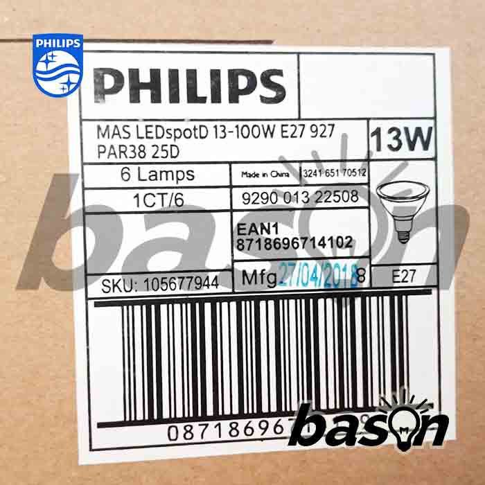 PHILIPS MASTER LEDspot D 13W 927 PAR38 LED 25D  - Dimmable