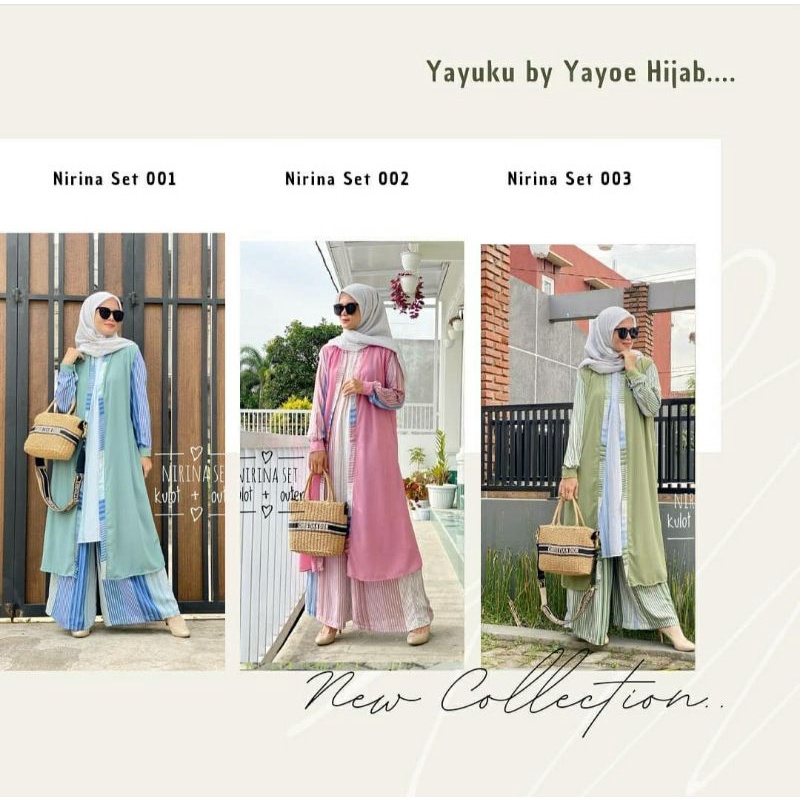 One Set Kulot + Outer Setelan Kulot Tunik Outer Premium Dewasa Terbaru Nirina Set Kulot Outer