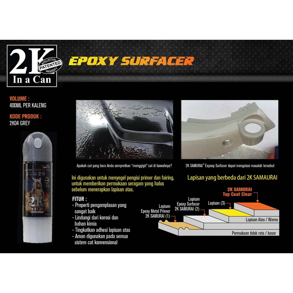 Samurai Paint Epoxy 2K04 Surfacer 400 ml - Cat Semprot