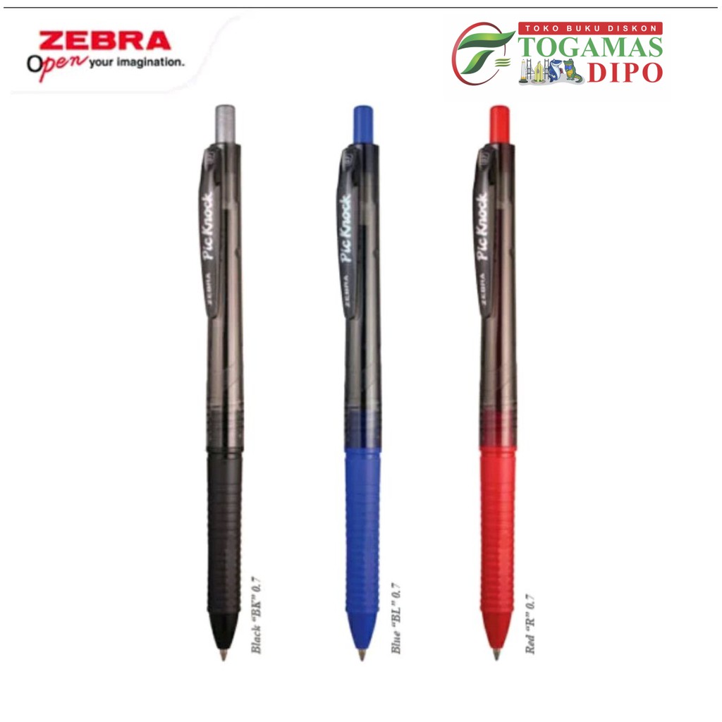 

BALLPEN 0.7 PIC KNOCK ECER ZEBRA BLACK, BLUE, RED