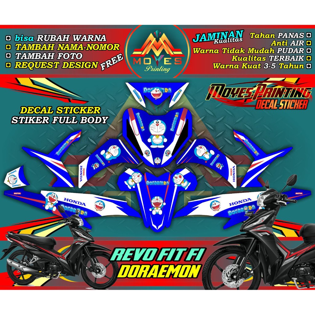 Stiker Dekal Full Body Revo Stiker Motor Revo Fit Fi Fullbody Motif Doraemon