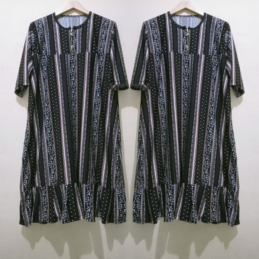 DRESS REMPEL KELILING DASTER SUSUN SUPER JUMBO MAT JERSEY KOREA/MIDI DRESS SIZE