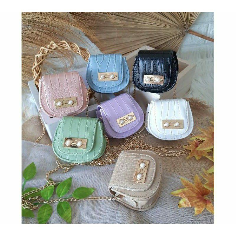 Tas Selempang Mini Croco Pearl / Mini Pearl
