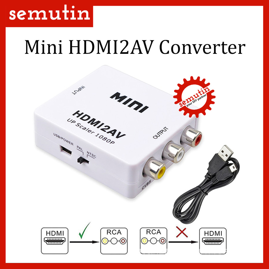 Mini HDMI2AV Converter / HDMI To RCA AV Adaptor / Box TV Tabung