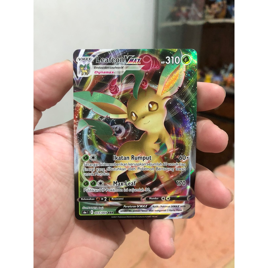 Kartu Pokemon TCG Leafeon VMax RRR s6a s8b Eevee Heroes Para Eevee Pahlawan Original Indonesia Espeo