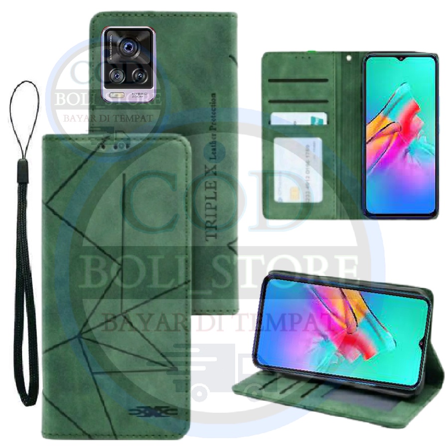 CASE HP VIVO V21 Flip Case Flip Motif Dompet Casing HP Flip Motif Wallet Leather Cover VIVO V21