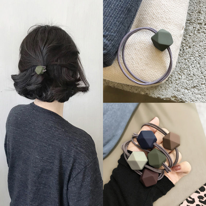 1pc Ikat Rambut Elastis Bahan Resin Bentuk Belah Ketupat Gaya Korea Untuk Anak Perempuan